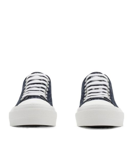 Burberry Blue Checked Low-Top Sneakers