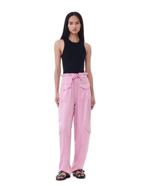Ganni Pink Washed Trousers