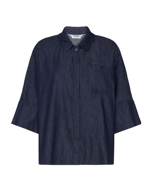 Max Mara Blue 'S Stmrugiada Lightweight Denim Shirt
