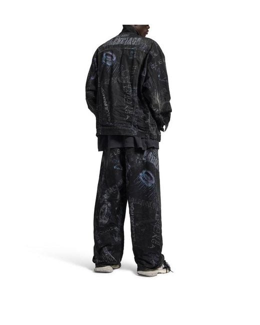 Balenciaga Black Printed Denim Jacket for men