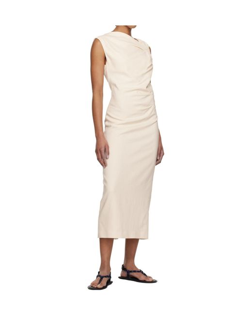 MSGM Natural Ruched Slim Fit Dress