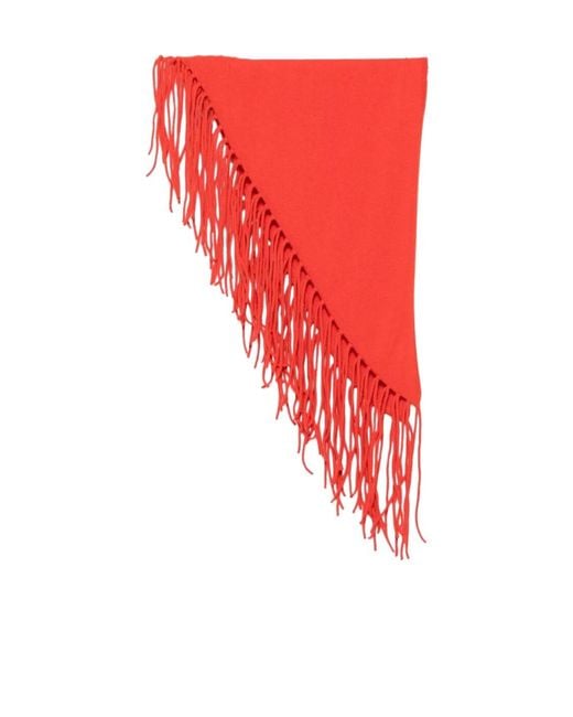 P.A.R.O.S.H. Red Tasseled Scarf