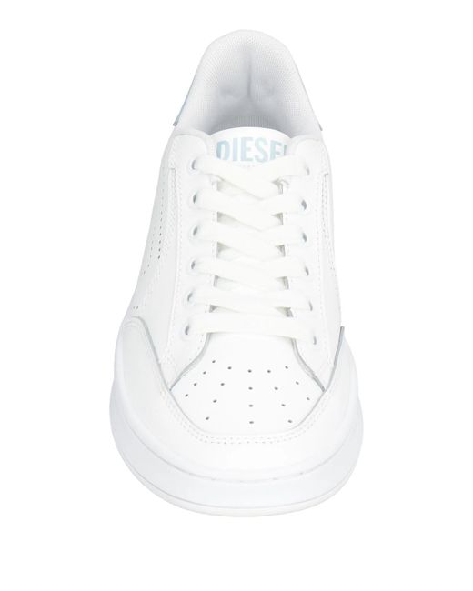 DIESEL White Minimalist Leather Low-Top Sneakers