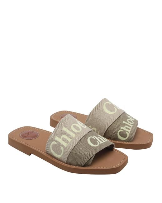Chloé Brown Woody Square-Toe Flat Sandals