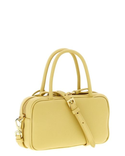Prada Yellow Bauletto Logo Handbag
