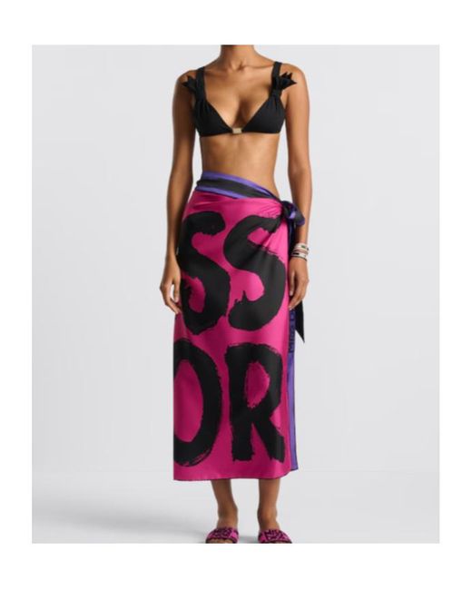 Dior Pink Miss Graffiti Reversible Sarong With Tied Belt