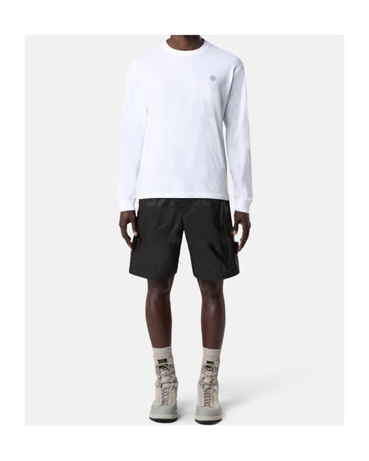Stone Island White Slim-Fit Long-Sleeve T-Shirt With Compass Patch for men