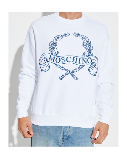 Moschino White Embroidered Sweatshirt for men