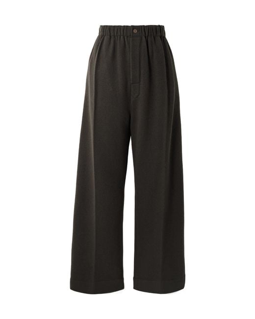 Carven Black Wool-Felt Wide-Leg Pants