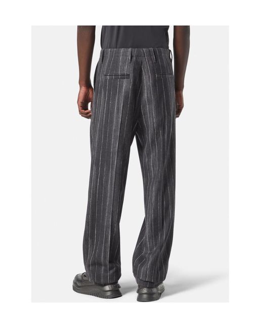Versace Gray Pinstripe High-Waist Tailored Pants for men