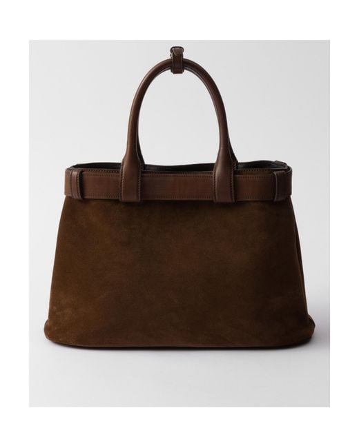 Prada Brown Belted Open-Top Medium Handbag