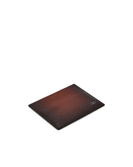 Ferragamo Brown Ferragamo Micro Gancio Card Holder Wallet for men
