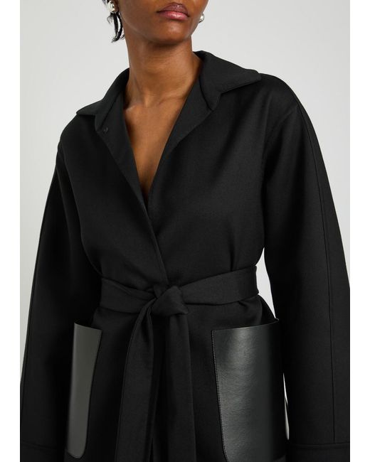 Alaïa Black Leather And Wool Wrap Jacket