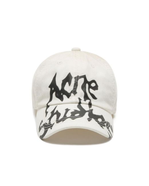 Acne White Logo-Print Baseball Cap for men