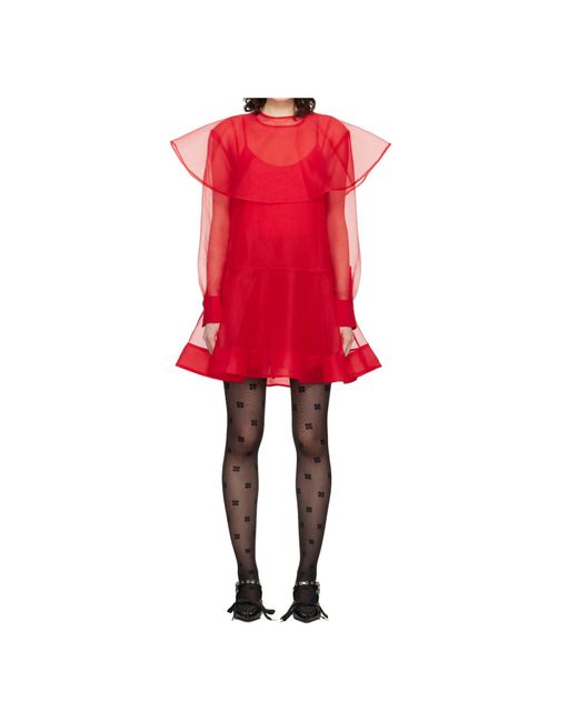 Ganni Red Round Neck Dress