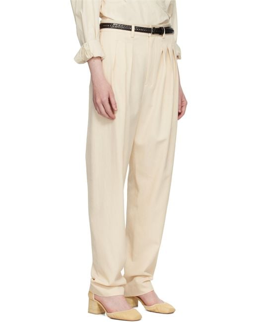 Lemaire White Pleated Wide-Leg Pants