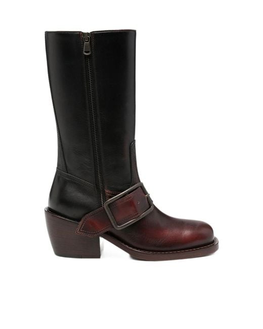 Dries Van Noten Brown Square-Toe Tall Boots