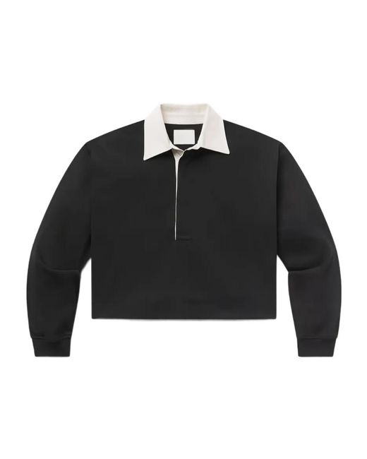 Citizens of Humanity Black Aris Rugby Cropped Long-Sleeve Polo Shirt