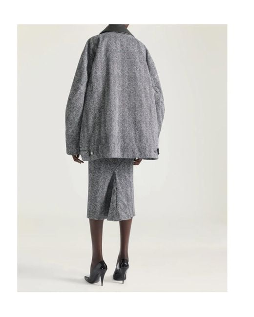 Givenchy Gray Herringbone Motif Midi Skirt