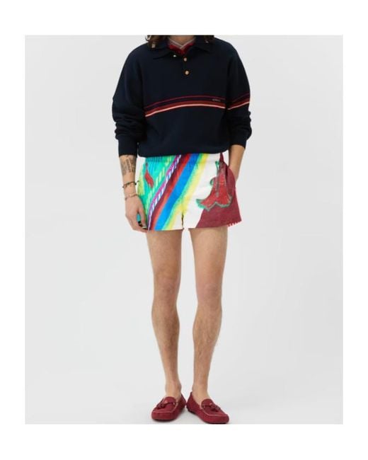 Versace Blue Printed Swim Shorts for men