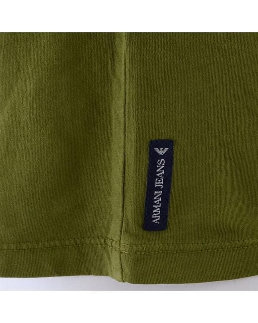 Armani Jeans Green Logo Short-Sleeved T-Shirt for men