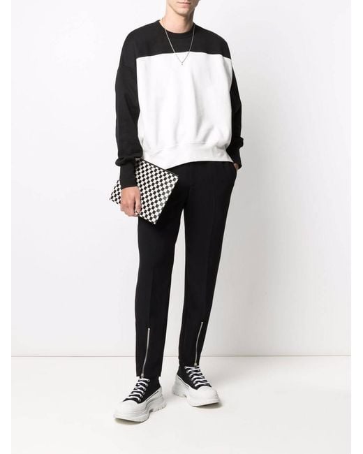 McQueen Black Zip-Detail Relaxed Trousers for men