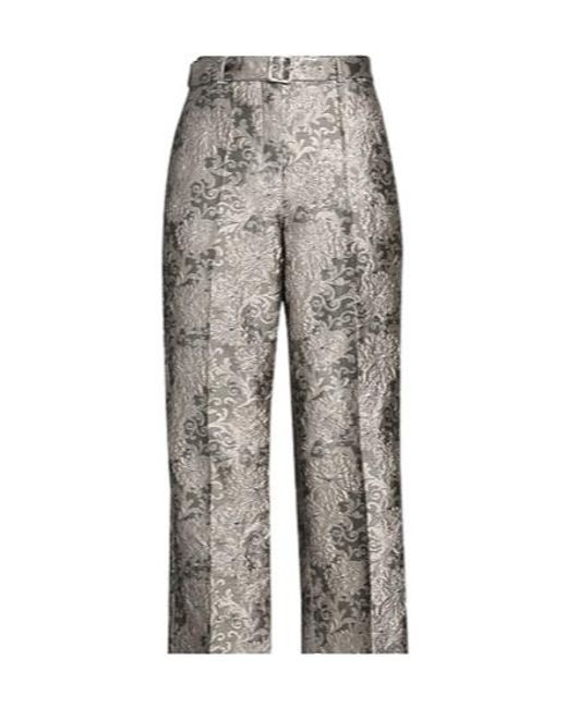 Max Mara Gray Patterned Straight-Leg Pants