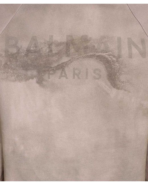 Balmain Natural Logo-Print Long-Sleeve Sweatshirt for men