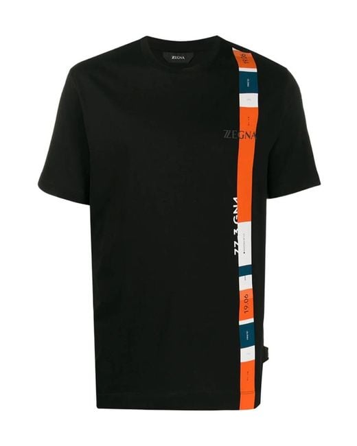 Zegna Black Logo Short-Sleeved T-Shirt for men