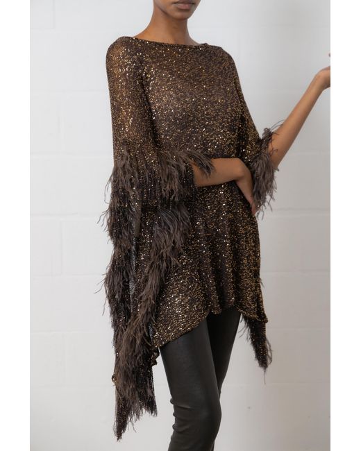 Valentino Brown Asymmetric Sequins Adorn The Cloak