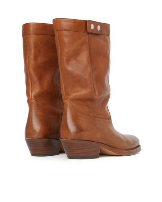 Isabel Marant Brown Round-Head Short Boots