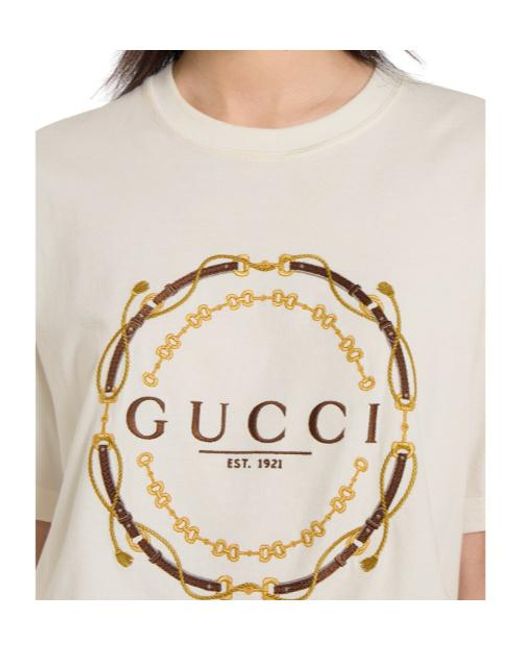 Gucci White Logo Printed Crewneck T-Shirt