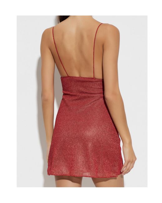 Oseree Red Suspender Dress