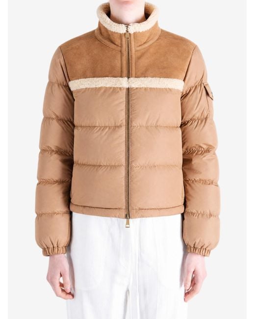 Moncler Natural Aurore Logo Patch Padded Jacket