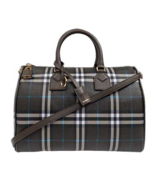 Burberry Black Bowling Checked Medium Handbag
