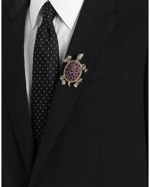 Dolce & Gabbana Pink Turtle-Shaped Embellished Brooch for men