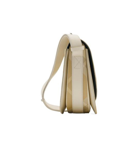 Burberry White Medium Rocking Horse Checkered Shoulder Bag