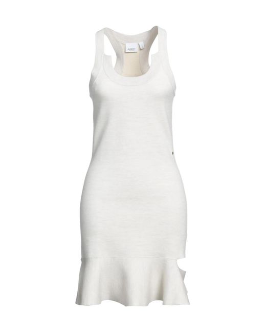Burberry White Solid Color Sleeveless Dress