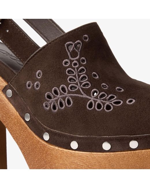 Jimmy Choo Brown Alida 135 Suede Platform Clogs