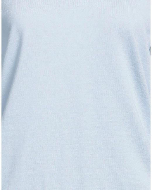 Maison Margiela Blue Solid Color Wool Turtleneck Knit Sweater
