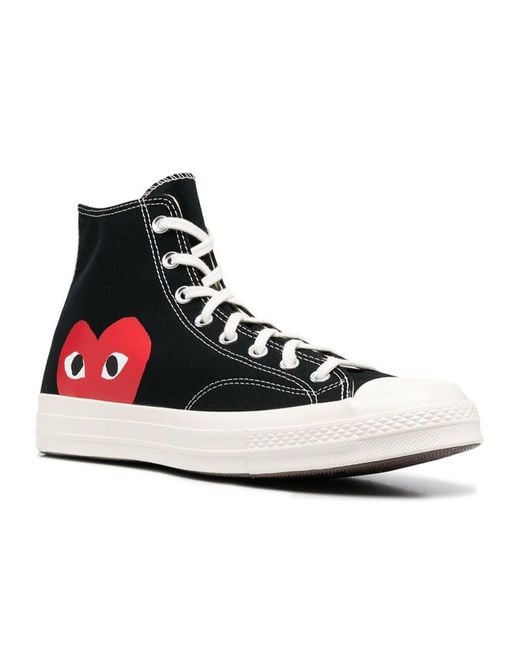 Comme des Garçons White Heart Print Logo Sneakers