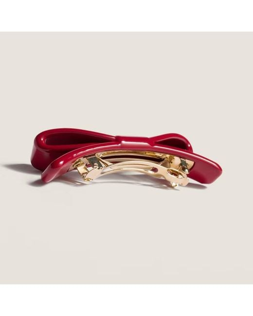 Miu Miu Red Enameled Metal Hair Clip
