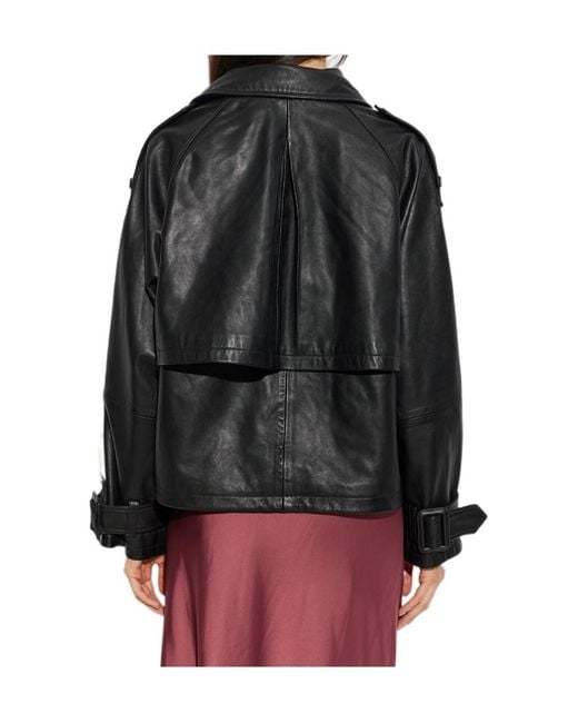 AllSaints Black Long-Sleeved Leather Jacket