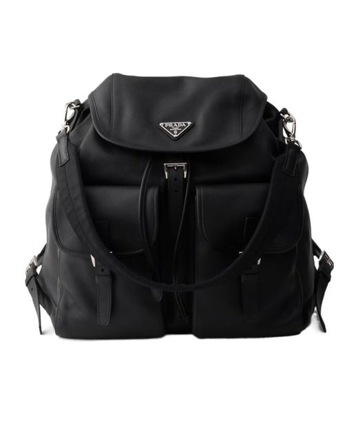 Prada Black Leather Backpack for men