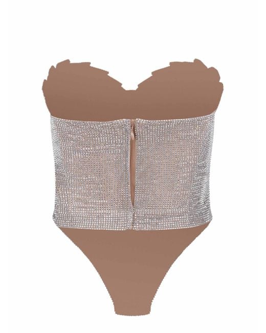 GIUSEPPE DI MORABITO Gray Rhinestone Bustier Top