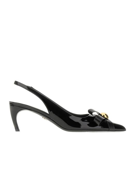 Ferragamo Black Ferragamo Bow Detailed Slingback Pumps