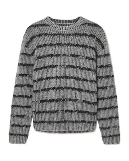AllSaints Gray Stripe Dissolved Sweater for men