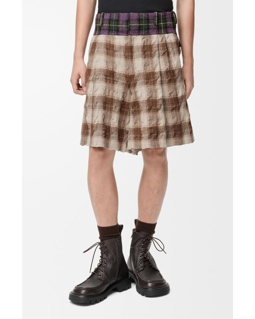 Loewe Brown Checked Flannel Shorts for men