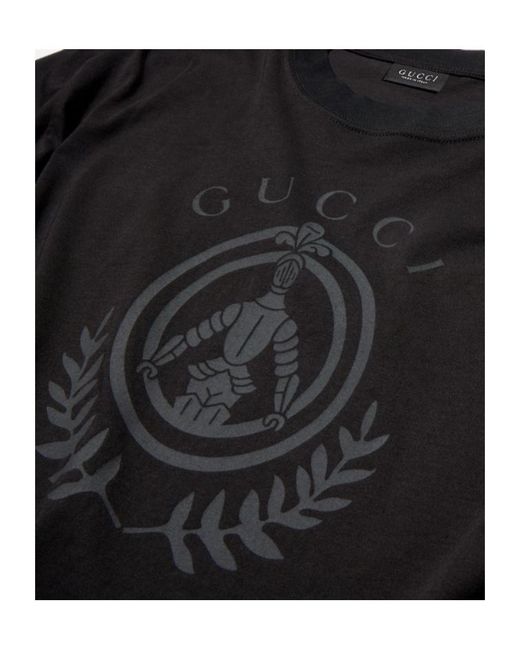 Gucci Black Cotton Jersey T-Shirt With Print for men