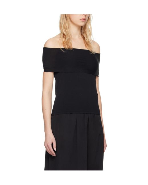 Quira Black Off-The-Shoulder Short-Sleeve T-Shirt